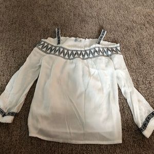 White Off The shoulder Shirt with Black Detailing